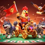 Join the excitement at AO88 with a dynamic poker scene featuring a 3D rooster warlord and poker elements.