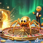 Les casinos en ligne s'animent avec une araignée dorée et un croupier mille-pattes dans un monde vibrant.