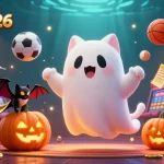Experience the thrill of shbet2026 with a lively ghost cat and dynamic casino elements.