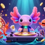 Animations de casino retrait rapide avec un DJ axolotl et des danseurs sous-marins.