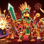 Découvrez le casino en ligne crypto avec un guerrier azteque et une machine à sous flamboyante.