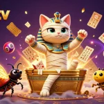 Engage in thrilling gaming adventures with the sin88tv Egyptian mummy cat in dynamic 3D casino illustration.