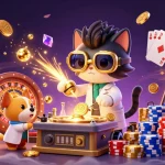 Engage with GG88 VIP's exciting features as the mad scientist cat and assistant unveil golden gaming treasures.