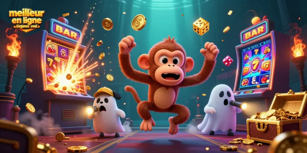 Visualisez l'excitation du meilleur casino en ligne argent réel avec une scène dynamique de jeu.