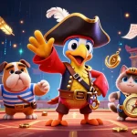 Pariez sur site paris sportif France avec un capitaine pirate et son équipage dynamique dans une scène de défi.